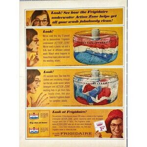 Frigidaire 3-Ring Agitator Washer "Gets all your Wash Clean!" VTG Print Ad 1963